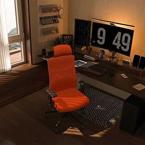 Holludle Ergonomic Office Chair With Adaptive Backrest, High Back Computer Desk Chair With 4D Armrests, Adjustable Seat Depth, Lumbar Support And 2D Headrest, Swivel Task Chair, Orange #TOP5