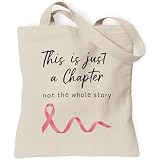 TOTEUSVIA Breast Cancer Awareness Tote Bag for Women, This is Just A Chapter Reusable Canvas Bag