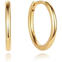 CAITLYNMINIMALIST 18K Gold Plated Sterling Silver Hypoallergenic Bold Classic Lightweight Hoop Earrings for Women