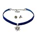 Produktbild Alpenflüstern Trachtenschmuck-Set Trachten-Samt-Kropfband und Ohrstecker Strass-Edelweiß - Damen-Trachten-Schmuck, Trachtenset Trachtenkette und Trachten-Ohrringe blau SET016