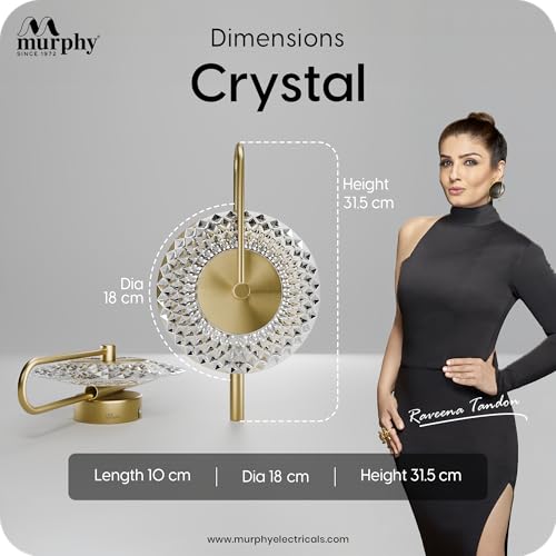 Image of Murphy Prisma Crystal LED Wall Lamp| 3 Color Change (Warm /Natural /Cool White) | Diamond Cut Glass | 6W Aluminium Wall Light for Living Room, | Pack of 1 | BIS Approved | 2 Year Warranty