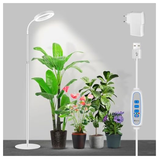 EINFEBEN Pflanzenlampe Vollspektrum,LED Grow Lampe 15W,mit Rot Blau Licht,Pflanzenleuchte für Zimmerpflanzen Gemüse und Blumen im Gewächshaus 14 Garpsen Grow Light, Volles Spektrum LED Bodenpflanzenlicht mit Timer 6/12/16H, 3 Farbmodi Grow Lampe mit Basis, 5 Dimmbare Ebenen, 23''~67''justable Höhe für Indoor große oder kleine Pflanzen (weiß)