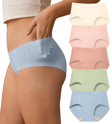 Image of SHARICCA Womens Seamless Underwear Nuage No Show Hipster Panties 5 Pack