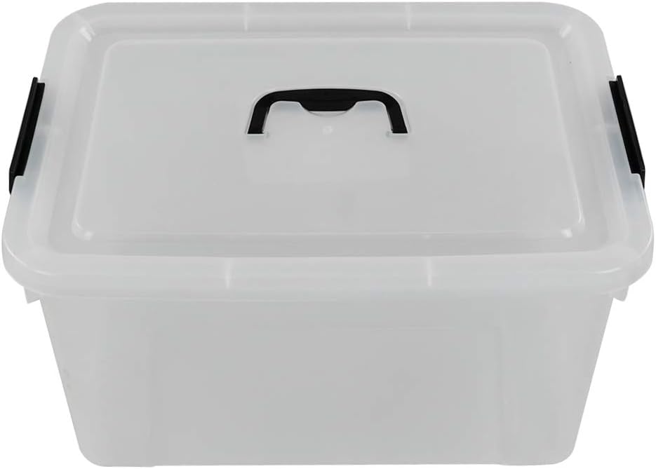 Begale 17.5 Quart Plastic Large Storage Container, Clear Latch Bin with Handle and Lid, 4-Pack