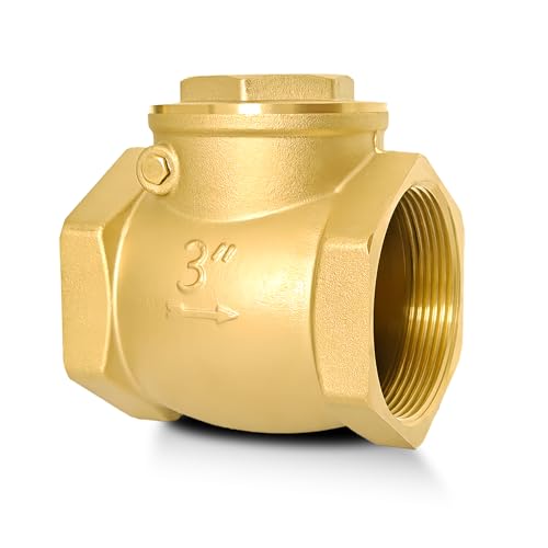 3" NPT Horizontal Check Valve, Brass Non Return Swing Check Valve to Prevent Water Backflow, Level One Way Counterflow Valve to Prevent the Medium Backflow for Oil Water Gas Air(3", DN80) by SYWUWV - Used condition - US$54.22