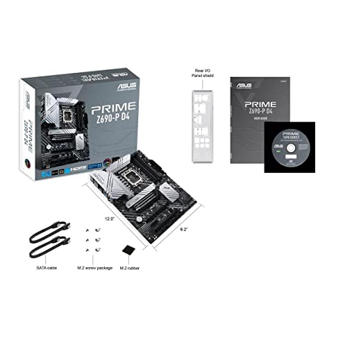 Asus Prime Z690-P D4 Lga 1700 (Intel 12Th Gen) Atx Motherboard (Pcie 5.0,Ddr4,14+1 Power Stages, 3X M.2,2.5Gb Lan,V-M.2 E-Key,Front Panel Usb 3.2 Gen 1 Usb Type-C,Thunderbolt 4 Support, Arua Sync) #TOP6