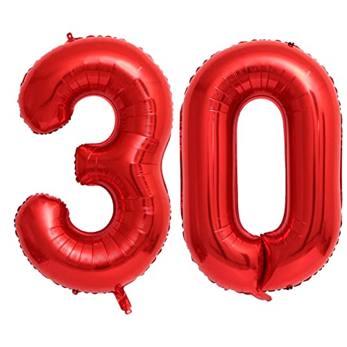 40 Inch Red Number 30 Balloons Giant 30 Balloons Red Dirty 30 Birthday Balloons 30 Birthday Anniversary Party Decorations Supplies