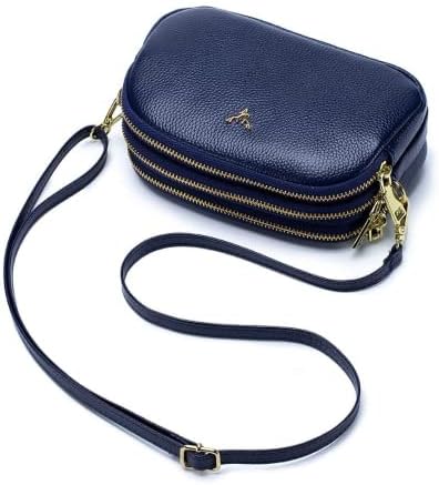 Bolsa transversal de couro legítimo para mulheres com três zíper, simples, tamanho pequeno, celular, transversal, para meninas,