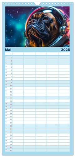 Familienplaner 2026 - Hunde im Weltall mit 5 Spalten (Wandkalender, 21 cm x 45 cm), CALVENDO: Hunde im All: Eine kosmische Reise der Niedlichkeit. (CALVENDO Wissenschaft)