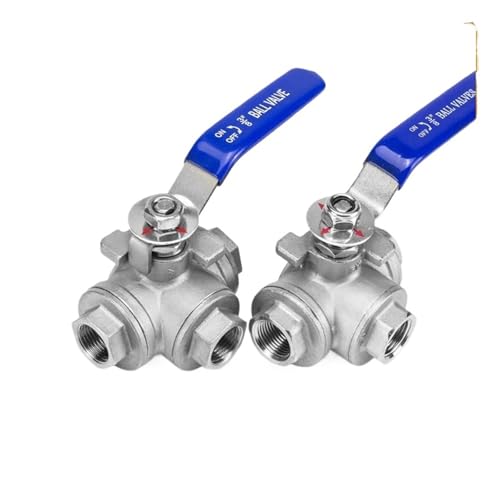 PIUHRKLEVD 1pc 304 Stainless Steel Three-Way Ball Valve with Switch Buckle L/T Type One in and Two out Inner Wire Valve Switch 6/4 Minutes DN25 (L-Type,DN40)