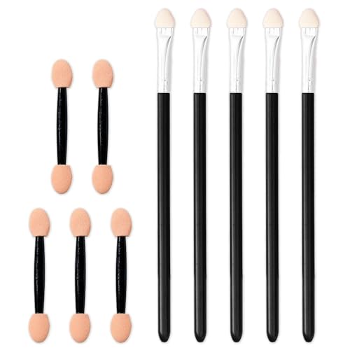 5 Pennelli Per Trucco Su Un Solo Lato E 5 Bastoncini Di Spugna Su Entrambi I Lati, Strumenti Per Il Trucco Portatili, Applicatori Per Ombretti, Accessori Di Bellezza