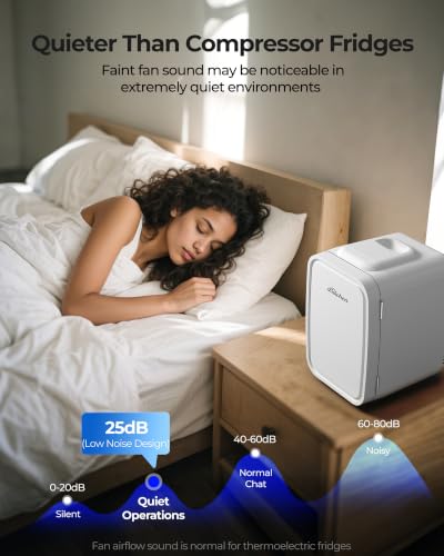Image of BEICHEN Mini Fridge, 4 Liter /6 Can Portable Refrigerator for Bedroom Office Dorm Car- Fast Cooling, Low Noise, 100-125V AC /5-12V USB Small Compact Refrigerator for Skincare, Food, Drinks(White)