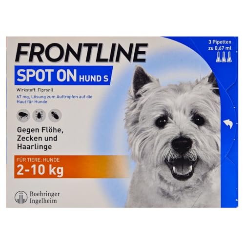 Frontline Spot on für Hunde - Zuverlässiger Schutz gegen Zecken, Flöhe und Haarlinge – Einfach aufzutragen I Sparset mit give-Away von Pharma Perle (Frontline für Hunde S 2-10 kg 3 St.)
