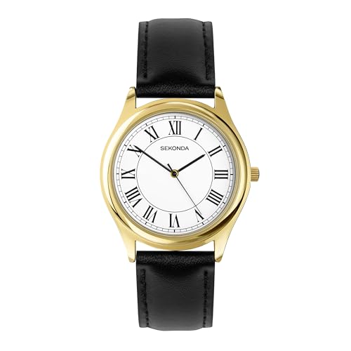 Image of Sekonda Evans Mens Analogue Watch 38mm dial Gold Leather Upper Strap