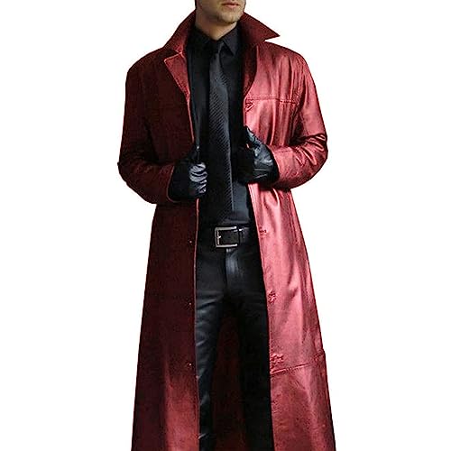 Chaqueta larga de cuero para hombre clásica miniatura 1