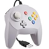 N64 Mini USB Controller, Retro N64 Wired 64-bit PC Remote Upgraded Joystick Game Pad Controller for Windows PC MAC Linux Raspberry Pi Grey