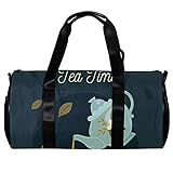 Runde Sporttasche mit abnehmbarem Schultergurt, traditionelle chinesische Teekanne für Teetasse, Training, Handtasche, für Damen und Herren