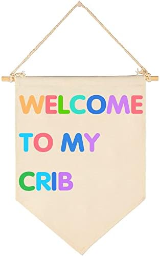Nursery Baby Room Wall Art Decor, WELCOME TO MY CRIB, Boho Nursery Decor for Girl & Boy, Cute Nursery Decor Baby Bedroom Decorate