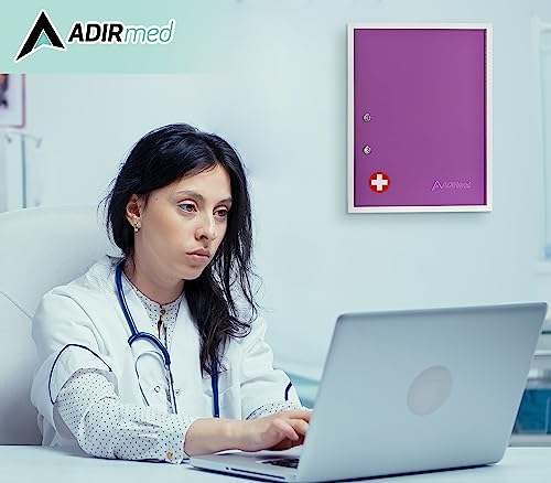 Adirmed Large Locking Medicine Cabinet Organizer, Safe For Medication, First Aid Kit, Pill - Wall Surface Mounted & Secure Metal Med Box With Lock For Home, Bathroom, Office, School, Rv & More(Purple) #TOP1