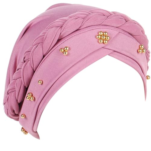 African - Turbante trenzado para mujer, gorro preatado, gorro para dormir, gorro de poliéster suave
