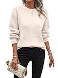 IDEALSANXUN Fall Sweaters for Women 2025 Casual Oversized Cute Long Sleeve Ladies Old Money Chunky Winter Sweater Tops,Pure Beige,L