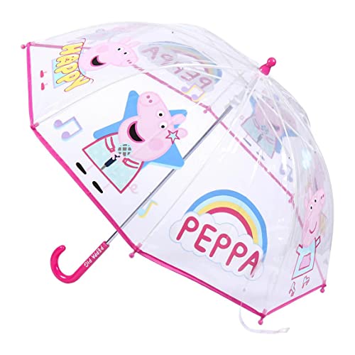 CERDÁ LIFE'S LITTLE MOMENTS Paraguas Rosa de Niña de Peppa Pig Apertura Manual con Mecanismo Antiviento y Proteccion para Mayor Seguridad