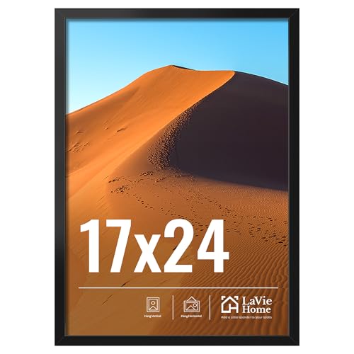 LaVie Home 17x24 Picture Frame for Wall Display, 17x24 Black Picture Frame with HD Plexiglas, 17 x 24 Photo Frame 1 Pack, Display Frame for Vertical or Horizontal, Classic Collection