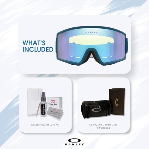 Image of Oakley Target Line MEDIUM /LARGE Ski Goggles for Men for Women | In White, Posideon & Celeste. Bonus kit: cleaning spray, cloth, screwdriver & mirror.