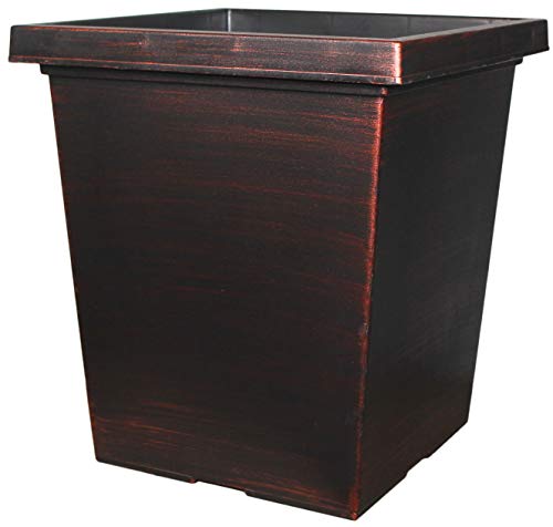 Muddy Hands 43 Litre Copper Large Plant Pot Outdoor Garden Flower Tree Tall Square Plastic Planter