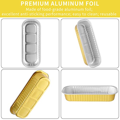 Heyyumi Disposable Mini Loaf Pans With Lids, 50Pcs 6.8Oz Aluminum Foil Narrow Cake Pans,Rectangle Cupcake Baking Cups Ramekins Tins Liners Containers Flans For Bread Muffin Brownie Cheesecake(Gold) #TOP2