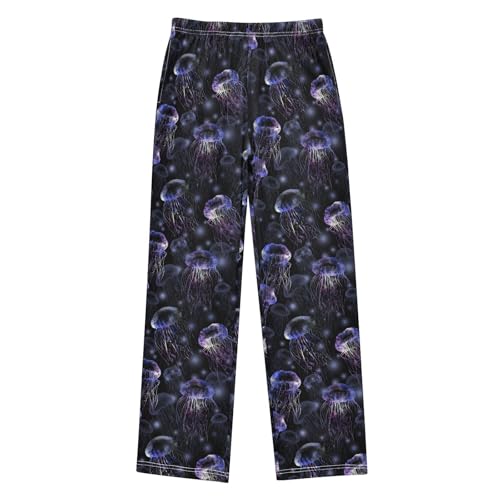 ZZXXB Jellyfish Print Boys Long Pants Soft Trousers Elastic Waist Kids Lounge Bottoms with Pockets S-XL
