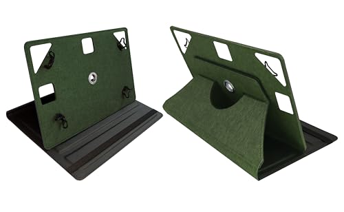 Image of ACM Rotating Nylon Case Cover Viewing Stand Compatible with Brave Ark 12.95 inch Tablet Front & Back Cover Green