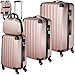 Produktbild tectake 4-teilige Reisekoffer - Kofferset mit abnehmbaren Rollen 360°, robuste Hartschalenkoffer mit TSA Zahlenschloss, Koffer groß und ineinander stapelbar, Trolley Handgepäck - roségold