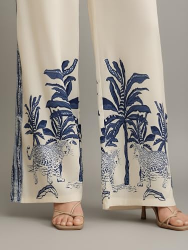 Image of NAINVISH Women's Rayon Co-Ord Set | Printed Shirt and Pant Set for Women | Casual Two Piece Lounge Outfit | Western Outfit