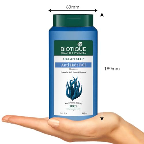Biotique Ocean Kelp Anti Hairfall Shampoo | Intensive Hair Growth Therapy| Anti Hairfall Shampoo that Maintains Shine |100% Botanical Extracts | Suitable for All Hair Types |340ml