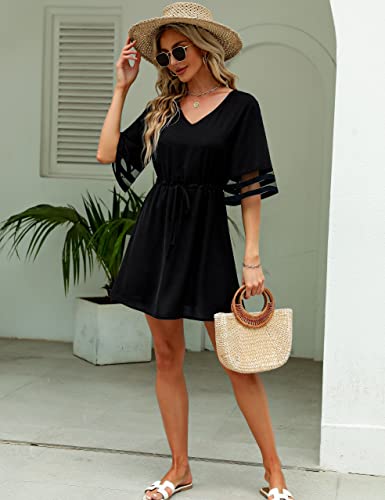 Bmjl Womens Swimsuit Coverup Chiffon Bathing Suit Cover Ups For Swimwear 2023 Summer Pool Swim Bikini Beach Dress (Black, S) #TOP1