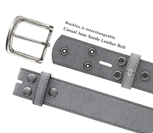 Image of Men's Belt Rounded Edge Heel Bar Buckle Casual Jean Suede Leather Belt 1 1 /2 inch Wide