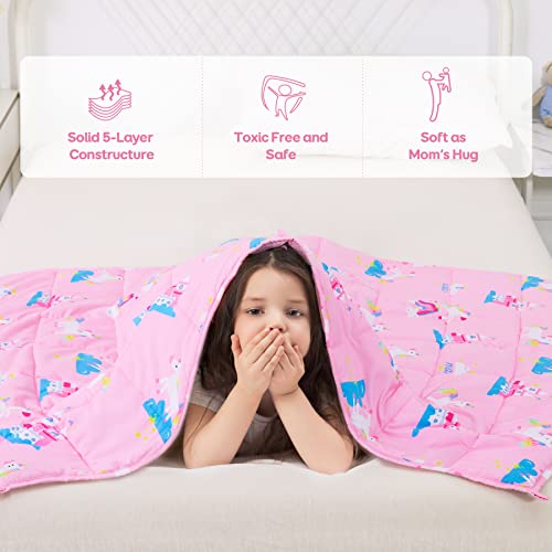 Kivik Weighted Blanket 3lbs, Unicorn Heavy Blanket Throw, Small Weighted Cooling Blankets 3 Pounds, Cute Blanket for All-Season, 36x48 Inches, Pink