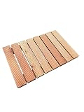 Pedana Doccia in Legno Naturale, Tappetino Antiscivolo per Bagno, Design a Doghe