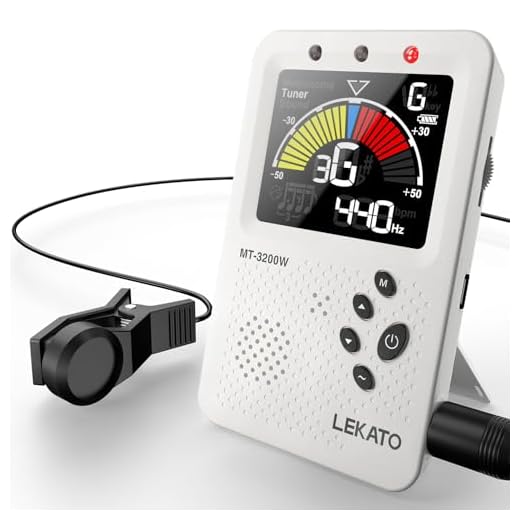Metronome Tuner, Rechargeable 3 In 1 Digital Metronome with Vocal Count, Tone Generator Tuners for Guitar, Bass, Violin, Ukulele, Chromatic, Clarinet, Trumpet, Flute, All Instruments, White by LEKATO