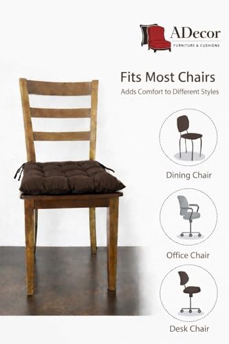 Image of A Decor Soft Cotton Chair Cushion Pad 40x40x4 cm| Comfortable Pad for Dining, Office & Study Chairs Pack of 1| (Dark Brown)