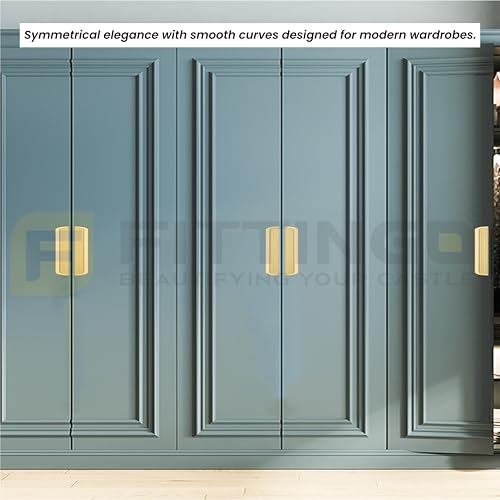 Image of VEZEL Aluminium Cabinet Handle /Wardrobe Handle - Modern Cabinet Pull Push Handles for Cabinets, Wardrobe, Drawer & Cupboard Furniture (PVD Gold) - 96mm - Pack of 2-| 3 Years Warranty |