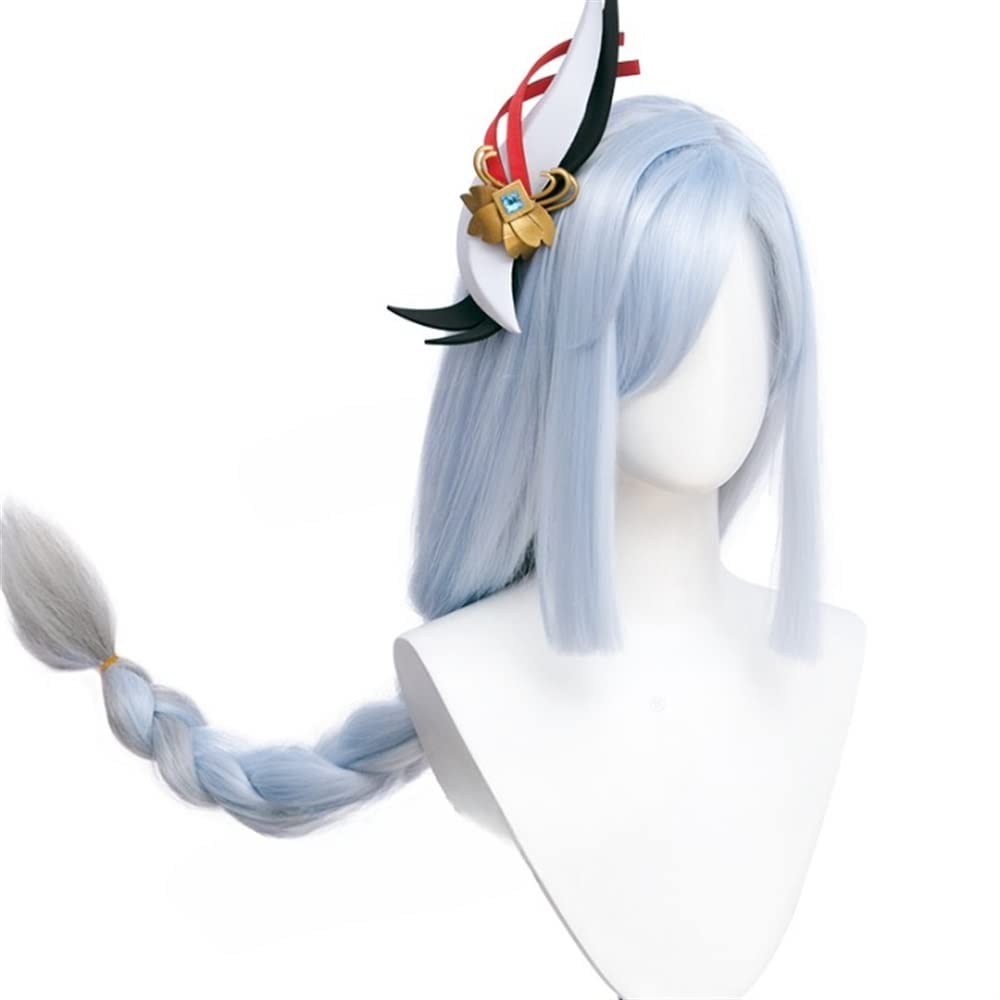 Genshin Impact Shen He Cosplay Wig Long Silver Anime Wig with Free Wig Cap for Comic Con, Cosplay show, Halloween