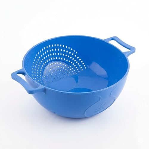 Image of Rice Washer Bowl Kitchen Rinse Bowl with Side Drain Holes | Multiuse Washing Tub for Dal, Noodles, Produce & Grains | Easy Flow Straining Container with Grip Handles | BPA Free Utility Basket