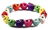 SODIAL(TM) Howlite Turquoise Skull Beads Buddhist Prayer Bracelet Mala