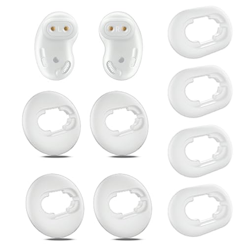 4 Pairs Ear Buds Replacement Tips Suitable for Samsung Galaxy Buds Live, Small & Large Silicone Replacement Tips SM-R180 Bluetooth Headset Silicone Cover (White)