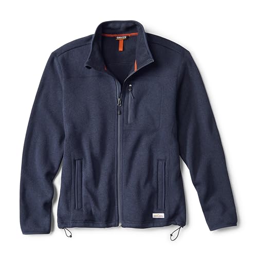 Image of Orvis Recycled Sweater Fleece Jackets for Men Made with Soft Lightweight Anti-Pilling Fiber with Secure Zip Pockets, True Navy - Large