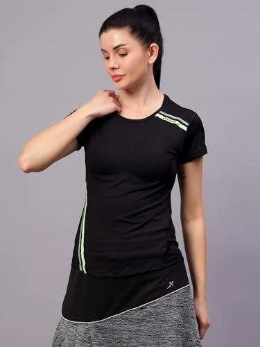 Image of Vector X Women's Plain Round Neck T-Shirt, Half Sleeves, Regular Fit, 80% Polyester 20% Spandex Lightweight Casual Sportswear Shirt Ideal for Gym Fitness Workout, Running, Yoga & Training