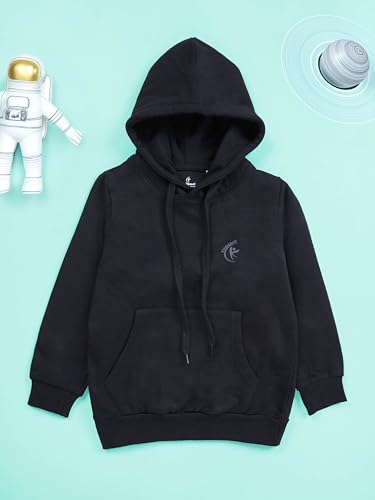 Image of KiddoPanti Unisex Solid Pullover Hooded Fleece Sweatshrit | Cotton Poly Fleece Fabric | Waist Length, Full Sleeve Hoodie | 2 Kangaroo Pockets | Winter Wear for Boys & Girls