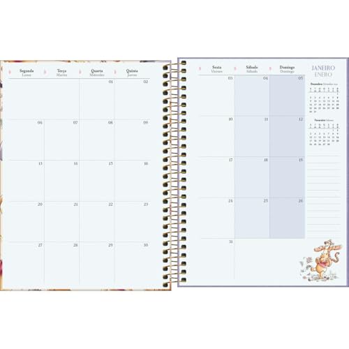 Tilibra - Planner Espiral 17,7 x 24 cm Pooh 2025 - Winnie The Pooh fundo amarelo